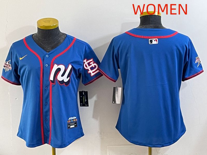 Women 2025 St.Louis Cardinals Blank Blue All star Nike MLB Jersey style 01->women mlb jersey->Women Jersey